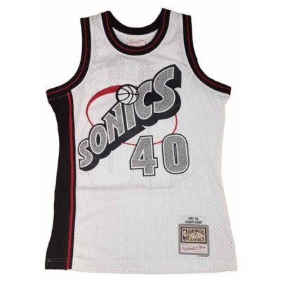 Mitchell & Ness Nba Seattle Supersonics Shawn Kemp 1995 Cracked Cement Swingman Jersey Άσπρο