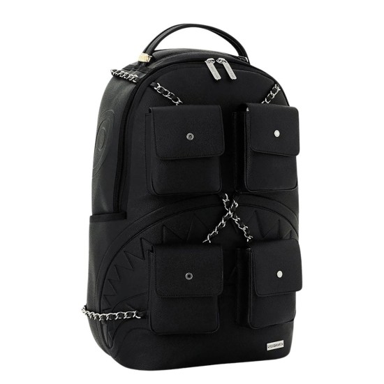 Sprayground Hanging Pockets Shark Backpack Μαύρο Sprayground Hanging Pockets Shark Backpack Μαύρο