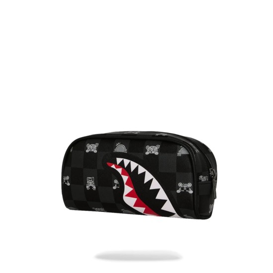 GRAY PEEKING CHARACTER CHECK PENCIL POUCH