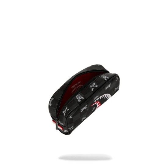 GRAY PEEKING CHARACTER CHECK PENCIL POUCH