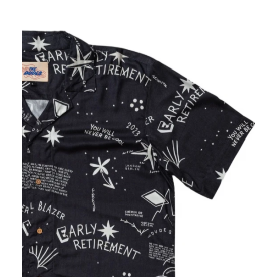 THE DUDES TRAIL BLAZER BLACK HAWAIIAN SHIRT Μαύρο THE DUDES TRAIL BLAZER BLACK HAWAIIAN SHIRT Μαύρο