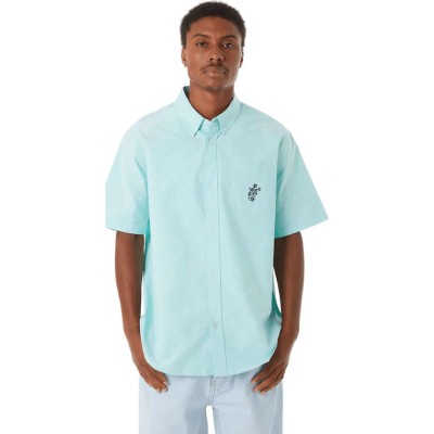 HUF Κοντομάνικο Βαμβακερό Πουκάμισο Diffused Jade