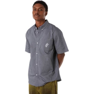 HUFΚοντομάνικο Βαμβακερό Πουκάμισο Washed Black