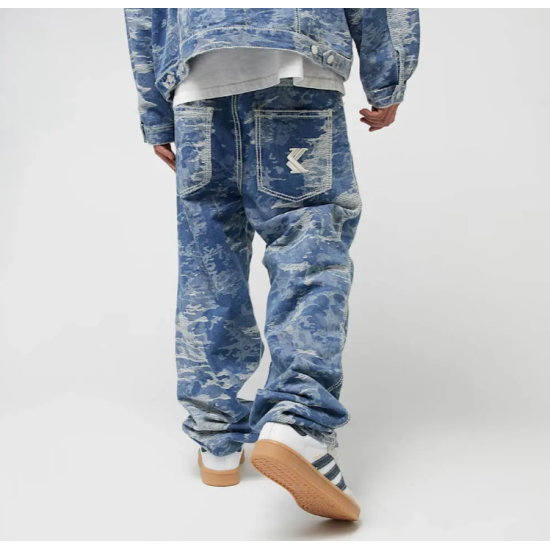 OG K DISTRESS CAMO FIVE POCKET DENIM MEDIUM BLUE OG K DISTRESS CAMO FIVE POCKET DENIM MEDIUM BLUE
