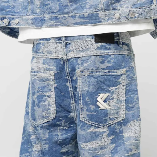 OG K DISTRESS CAMO FIVE POCKET DENIM MEDIUM BLUE OG K DISTRESS CAMO FIVE POCKET DENIM MEDIUM BLUE