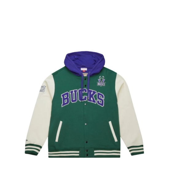 MITCHELL & NESS NOSTALGIA CO. Μπουφάν NBA COURTSIDE FLEECE BUTTON FRONT VINTAGE LOGO BUCKS - ΠΡΑΣΙΝΟ MITCHELL & NESS NOSTALGIA CO. Μπουφάν NBA COURTSIDE FLEECE BUTTON FRONT VINTAGE LOGO BUCKS - ΠΡΑΣΙΝΟ