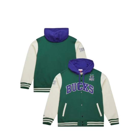 MITCHELL & NESS NOSTALGIA CO. Μπουφάν NBA COURTSIDE FLEECE BUTTON FRONT VINTAGE LOGO BUCKS - ΠΡΑΣΙΝΟ MITCHELL & NESS NOSTALGIA CO. Μπουφάν NBA COURTSIDE FLEECE BUTTON FRONT VINTAGE LOGO BUCKS - ΠΡΑΣΙΝΟ