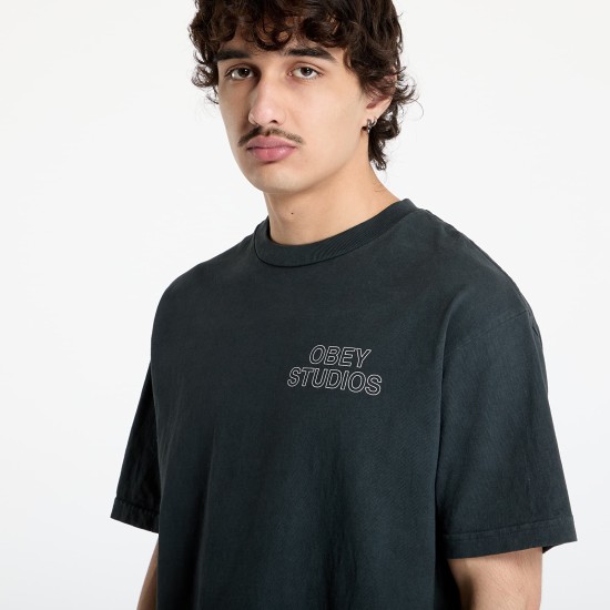 OBEY Studios Outline T-Shirt Pigment True Vintage Black OBEY Studios Outline T-Shirt Pigment True Vintage Black