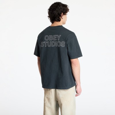 OBEY Studios Outline T-Shirt Pigment True Vintage Black