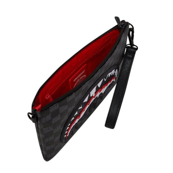 SprayGround Dripping Sharks in Paris crossbody clutch Mαύρο SprayGround Dripping Sharks in Paris crossbody clutch Mαύρο