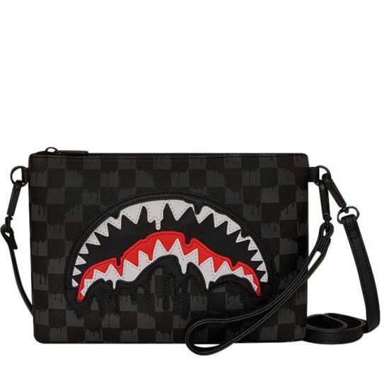 SprayGround Dripping Sharks in Paris crossbody clutch Mαύρο SprayGround Dripping Sharks in Paris crossbody clutch Mαύρο