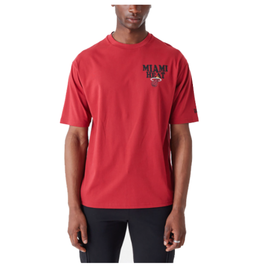 New Era Miami Heat NBA Script Red Oversized T-Shirt Κόκκινο