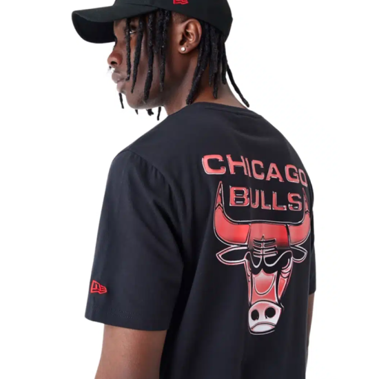 New Era NBA Holographic OS Tee Chicago Bull T-Shirt Μαύρο