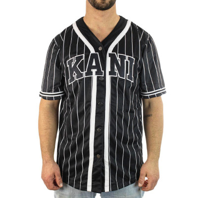 Karl Kani Serif Pinstripe Baseball Trikot Μαύρο Karl Kani Serif Pinstripe Baseball Trikot Μαύρο