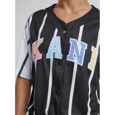 Karl Kani Serif Striped Block Baseball Shirt Μαύρο Karl Kani Serif Striped Block Baseball Shirt Μαύρο