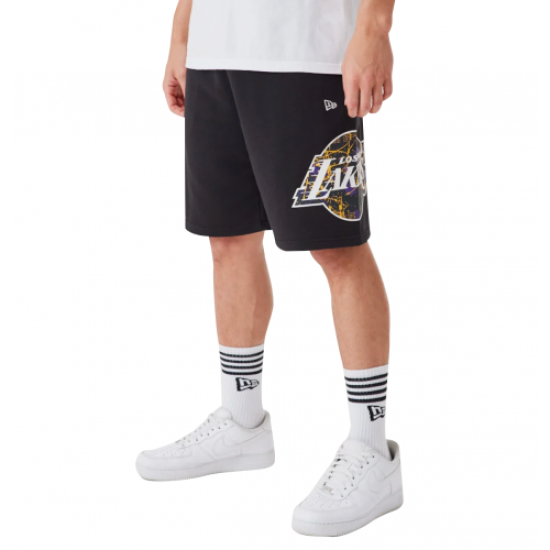 New Era LA Lakers NBA Team Logo Black Shorts- Μαύρο