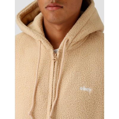 OBEY GAZE HOODED JACKET OAT MILK - Μπέζ
