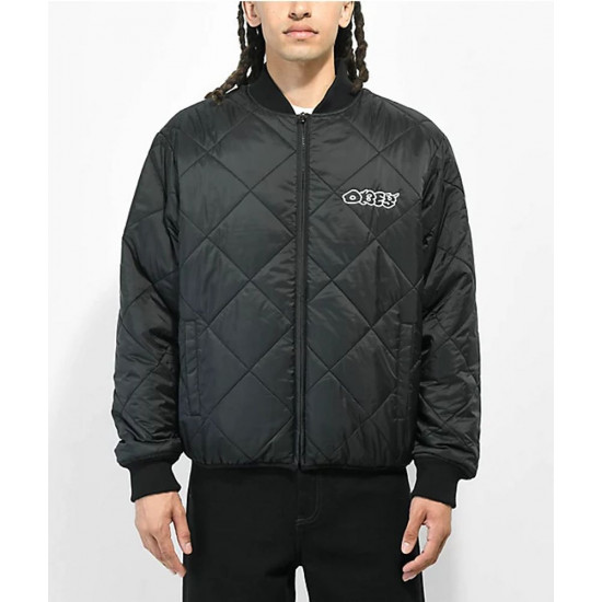Obey Brux Black Quilted Reversible Jacket - Μαύρo