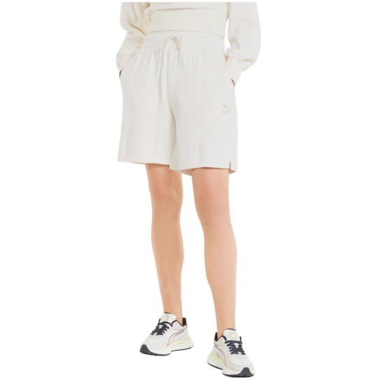 PUMA CLASSICS HIGH WAIST WOMEN'S SHORTS Εκρού PUMA CLASSICS HIGH WAIST WOMEN'S SHORTS Εκρού