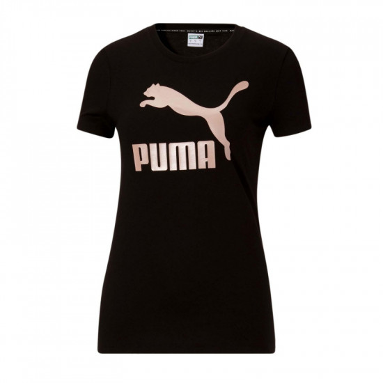 Puma Classics Metallic Logo Tee Μαύρο